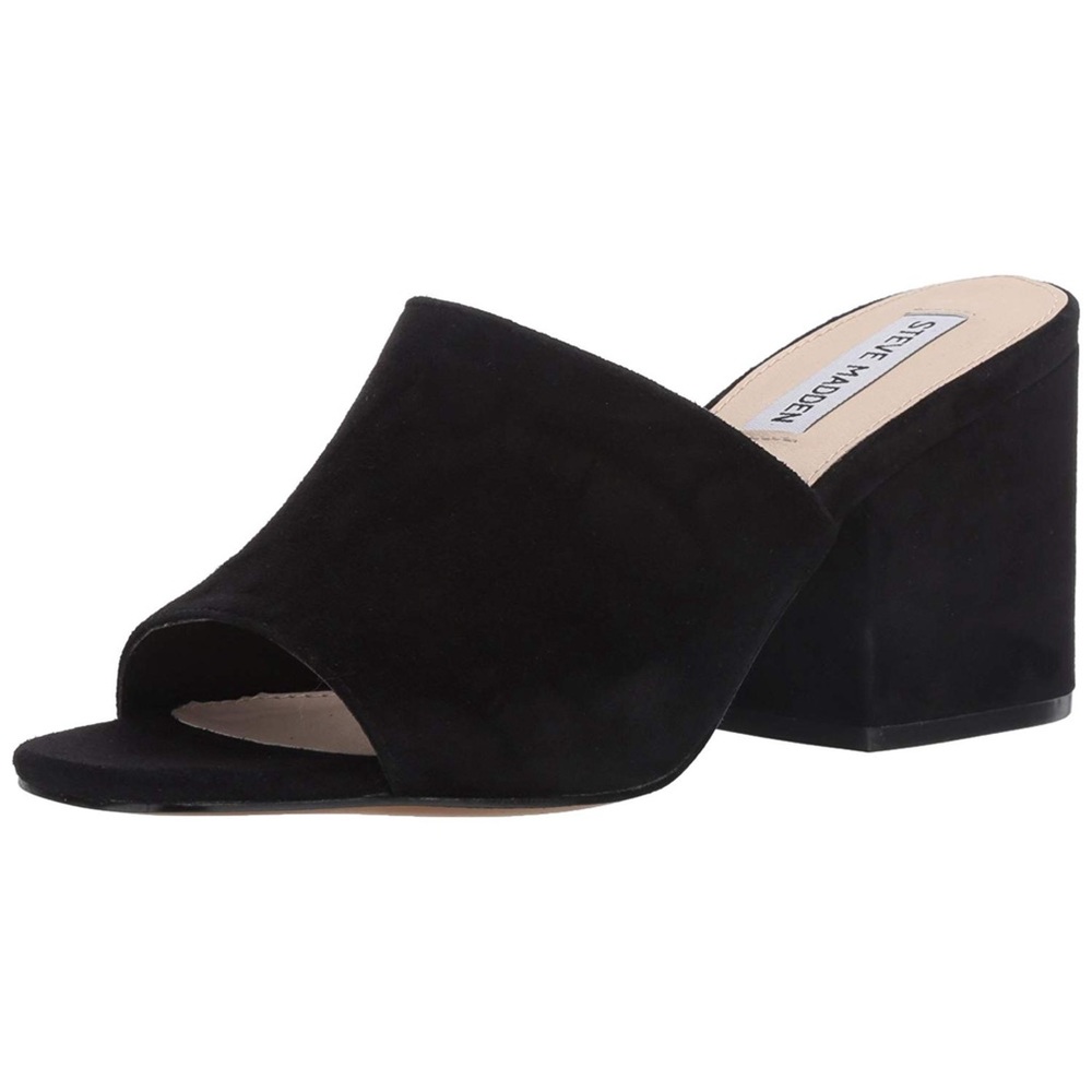 Black Steve Madden Dalis Mule Wedge Slide Block Heel Sandal Open Toe size 7